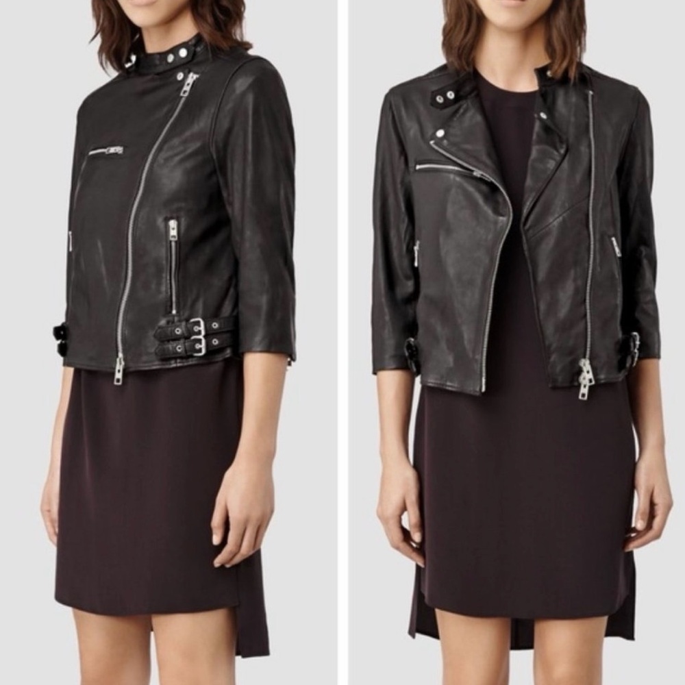 All Saints Black Leather Biker Jacket
